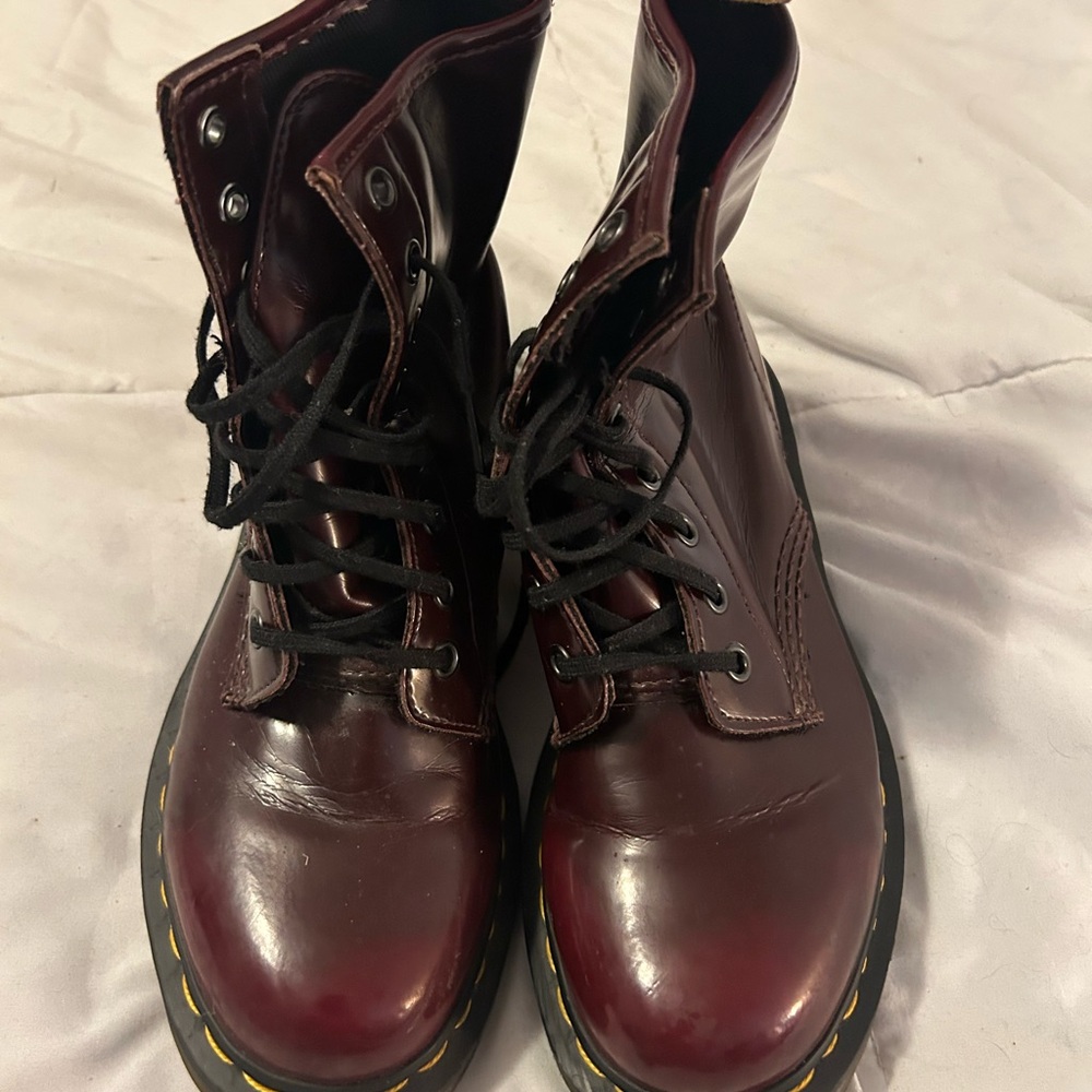 Dr. Martens Burgundy Boots with Black Laces